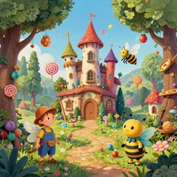 photo of wood whimsical fairy wonderland vibrant colors candyland wonderland by artgerm and greg rutkowski and magali villeneuv art beeple, by thomas kinkade hearstone league of legends dofus beatrix potter