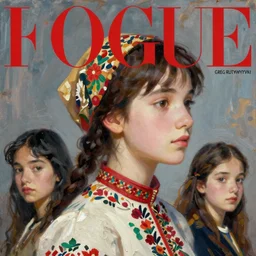beautiful young, anima jewish, polish, and latina vogue magazine, elle magazine, greg rutkowski, john singer sargent, trending on artstation, anime, oil painting, 3 / 4 pose, headshots, looking right, intricate