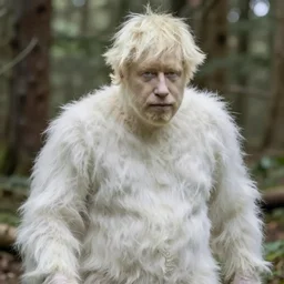 boris johnson as an albino yeti realistic 3 5 mm candid shot forest