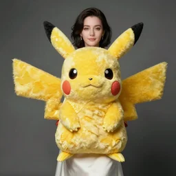 elegant woman dressed up as pikachu, art photo by Annie Liebovitz and Alphonse Mucha, glossy, clean, old fashion