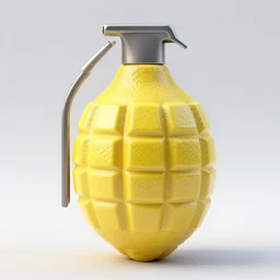 a grenade that is a lemon, it has the texture of a lemon, highly detailed