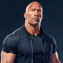 epic portrait of cyberpunk dwayne johnson by yoji shinkawa