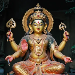 mystical hindu god of wealth and money, film photo, grainy, high detail, high resolution