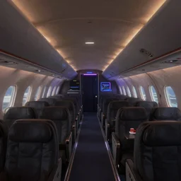 Nightclub inside a widebody plane, concept art, digital painting