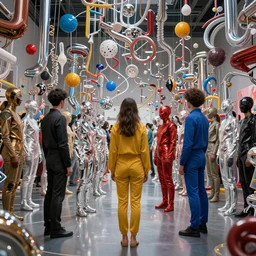 love, diverse reflective cybersuits, from behind, connection rituals, wide wide angle, vivid, elaborate, highly detailed, beautiful lighting