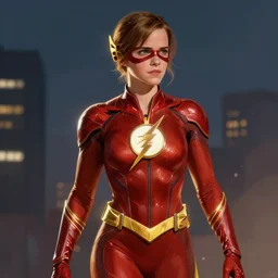 Emma Watson as The Flash, digital painting, digital art by alex ross by brian bolland