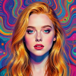 a psychedelic portrait of actress sadie sink by alex grey, highly detailed, highly colorful, psychedelic
