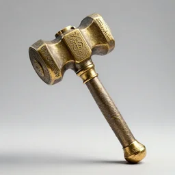a finely crafted brass warhammer with dwarven runes | concept art, hyperrealistic, 8K, octane render, unreal engine 5
