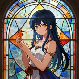 stained glass window geometric, trending on pixiv very very beautiful cute anime girl, holding broad sword in hand, glass texture, art nouveau artstation