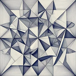 “geometrically incomprehensible surreal order of triangles, extremely high detail, photorealistic, intricate line drawings, painted triangles, dotart, album art in the style of James Jean”