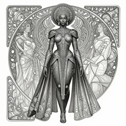black african princess, giger, symmetric, intricate, highly detailed, concept art, sharp focus, illustration, rutkowski, mucha, aleksi briclot