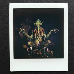 80s polaroid colour flash photograph of Cthulhu as Mr. T
