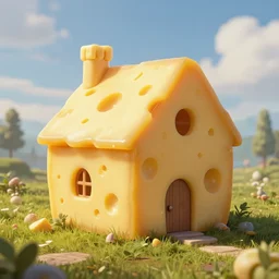 a house made of cheese, fantasy, digital art, by andreas rocha, highly detailed, trending on artstation