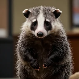 an anthropomorphic opossum as a victim in a promotional still shot for law and order SVU, movie still, high quality