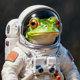 frog astronaut in a spacesuit