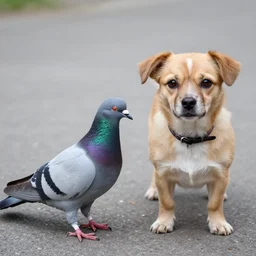 a mix of a pigeon and a dog, photography