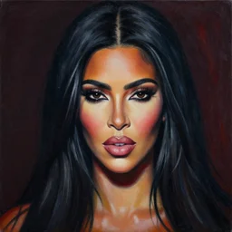 portrait of kim kardashian painted in the style of george condo, intricate, dark, highly detailed, oil on canvas, terrifying, brilliantly colored, 8 k