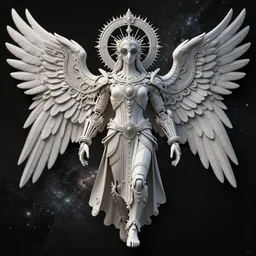 highly lifelike full body outline with eagles wings regalia adornments rayshade hdr into infinity, axonometricy mechanical fantasy intricate elegant, gods in void of latent space, lush volumetric lighting 3 d modelling