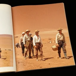 An image in a magazine depicting farmers on mars in traditional farmers outfits, 1920s speculative futurism