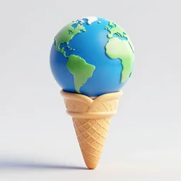 planet earth on an ice cream cone