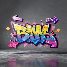 3 d graffiti. arrows pointing various directions floating in mid air. by graffiti artist daim. octane render. rough reflective floor