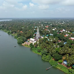 indian state kerala, drone shot, ultra detailed, realistic, octane, masterpiece