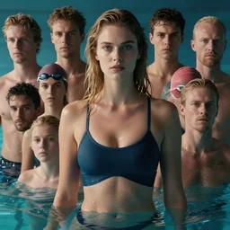 highly detailed, ultra realistic, cinematic portrait, model tiffany pisani swimming, high detail, 8 k, sharp focus, movie still, dramatic lighting, ray tracing, smooth, oleg bulakh, diego fazio, mike dargas, emanuele dascanio, felix englund, michal karcz, yoshitaka