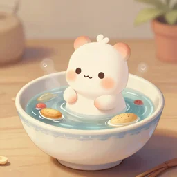 boiling imagination in a bowl, super cute, ultra detailed, digital painting