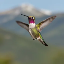 “hummingbird on a mountain performing a dance”