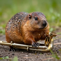 a jazz tube reminds a staging woodchuck