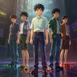 photorealistic dramatic liquids anime people render, colorful, atmosphere cinematic, by wlop, by ilyu kuvshinov, by makoto shinkai, soft shadows, artstation, concept art, super detailed, unreal engine 5, octane render, vfx, houdini, 8 k, super realistic, full body, ufotable studio art style, volumetric light, sharp focus