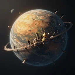 a distant planet, hyper detailed, digital art, trending in artstation, cinematic lighting, studio quality, smooth render, unreal engine 5 rendered, octane rendered, art style by kurzgesagt and nixeu and ian sprigger and wlop and krenz cushart and kim jung gi and greg rutkowski