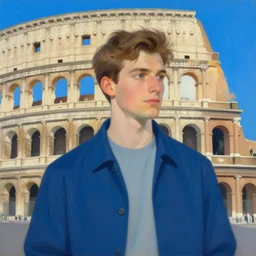 attractive man, rome, cool colors, painting by gaston bussiere, craig mullins, greg rutkowski, alphonse mucha