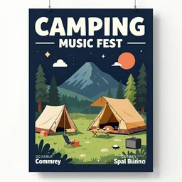 a poster design of a spacec camping music fest, Highly detailed labeled, poster, peter mohrbacher, manga design, featured on Artstation