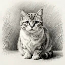 pencil drawing of a cute cat