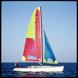 colorful sailboat, photorealism, velvia film