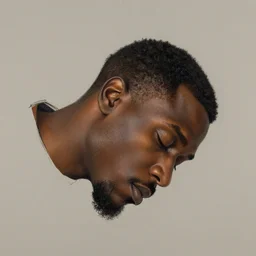 floating black man's head sleeping, j. j. grandville, outline, paint brush