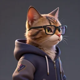 league of legends concept art anthropomorphic cat with a hoodie, art by charles liu, geek glasses, profile picture, empty background, fantasy style, perfect angle, soft lighting, vibrant color scheme, ultra detailed, volumetric lighting, octane render, commission art, 8 k wallpaper