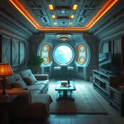 photographic view inside a small comfortable apartment on the star wars planet coruscant, style artstation, style greg rutkowsk, octane render, unreal engine 6, epic game graphics, hyper realistic fantasy, ciberpunk, conceptual art, ray tracing