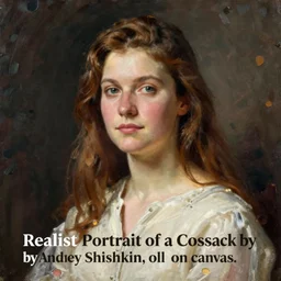 “Realist Portrait of a Cossack by Andrey Shishkin, Oil on Canvas”