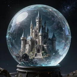 futuristic artwork of a castle in a crystal ball, concept art by peter mohrbacher, featured on polycount, space art, concept art, apocalypse art, cosmic horror