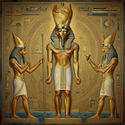 epic masterpiece of Ancient Egypt aquatic origin mythos, cinematic, establishing shot, extremely high detail, oil painting, intricate line drawings, 8k resolution