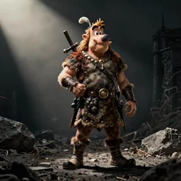 Concept art of a gritty and realistic Asterix and Obelix noir film