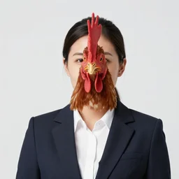 a asian female manager with a chicken head