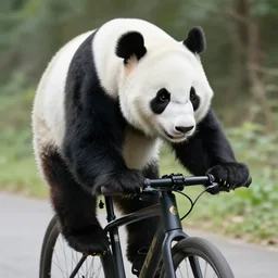 a photo of a panda riding a bike, professional photography, sports magazine, high quality