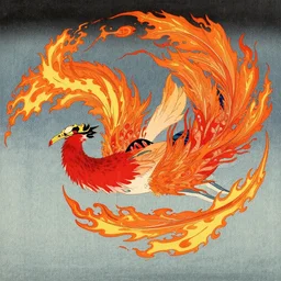 fire phoenix ukiyo-e