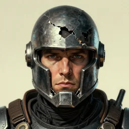 the doomslayer with a broken helmet as a realistic scifi cyberpunk knight, closeup portrait art by donato giancola and greg rutkowski, vintage retro scifi, realistic face, digital art, trending on artstation, symmetry!!