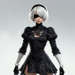 portrait of 2B nier automata wearing skin tight clothes screenshot from the video game Half life 2 digital art trending on Artstation, CGSociety