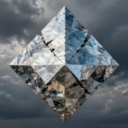broken diamond pattern reflecting, realistic, unsymmetrical