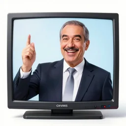 a charismatic dictator spreading propaganda through a television screen
